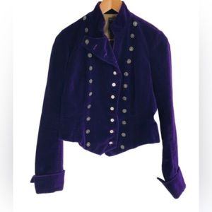 Lucky Brand Vintage Purple Velvet Boho Steampunk Military Prince Jacket Size XS